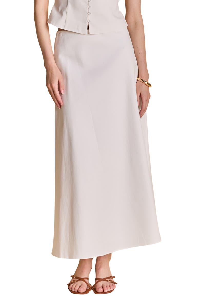 Cotton & Linen Blend Maxi Skirt, Main, color, WHITE