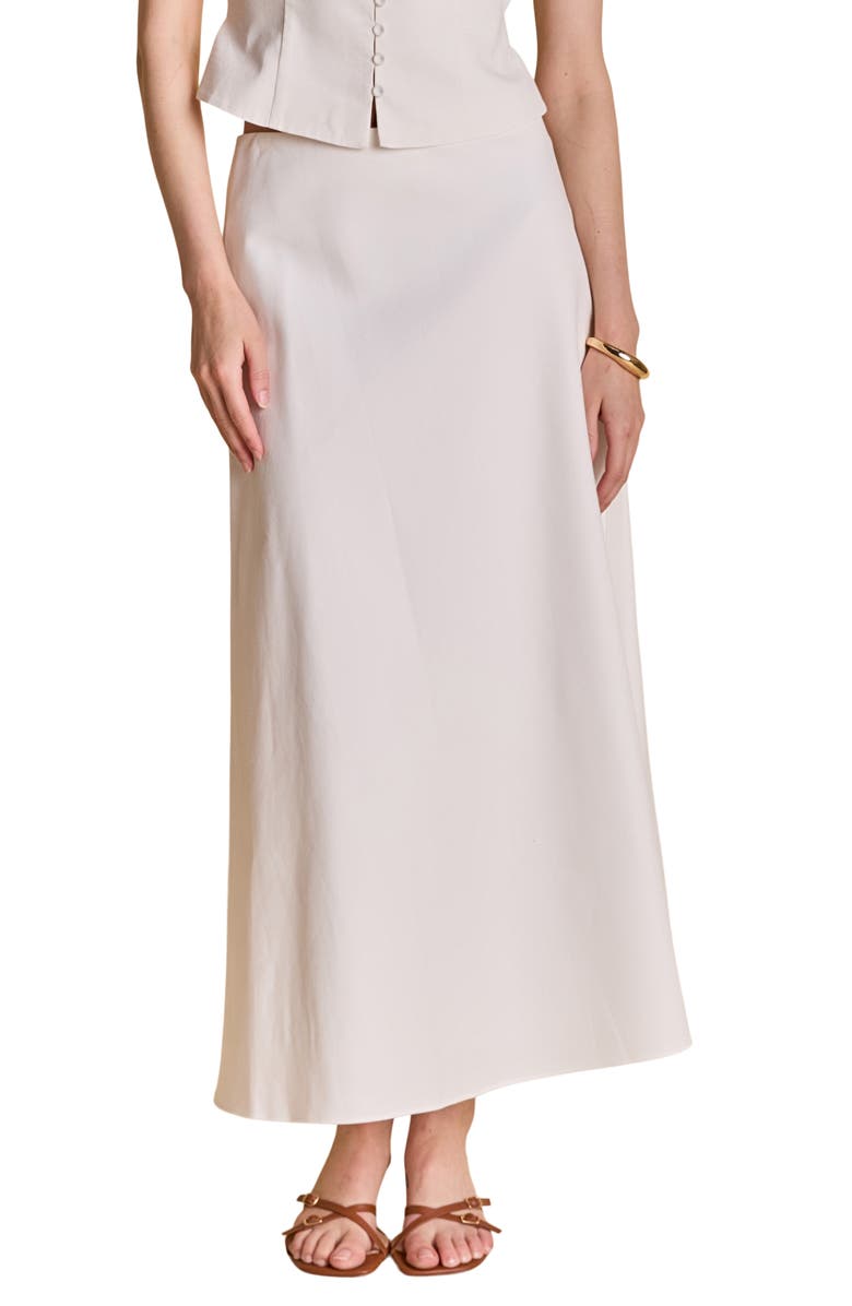 Endless Rose Cotton & Linen Blend Maxi Skirt, Main, color, White