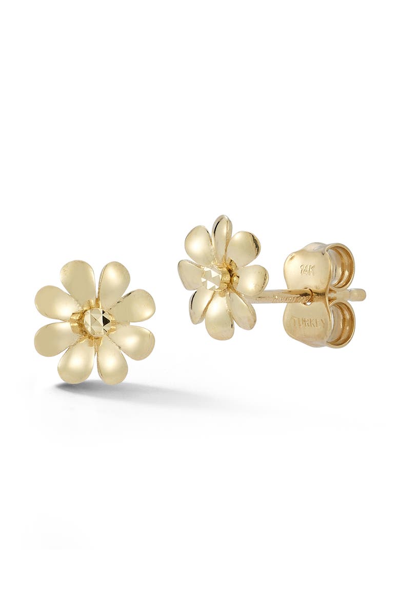 Flower Stud Earrings, Main, color, GOLD
