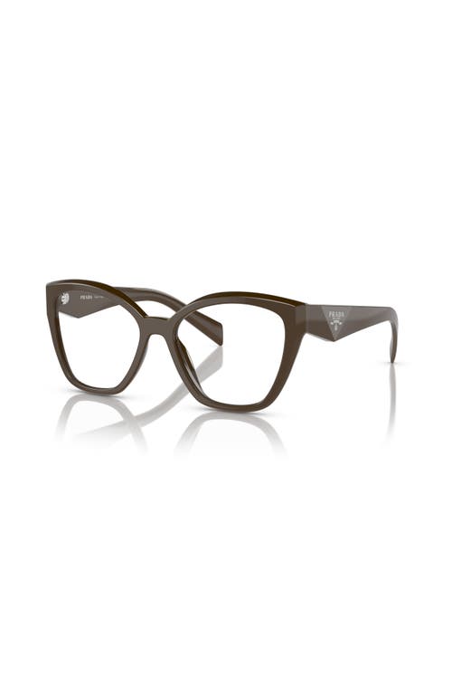 Prada 54mm Irregular Optical Glasses In Brown