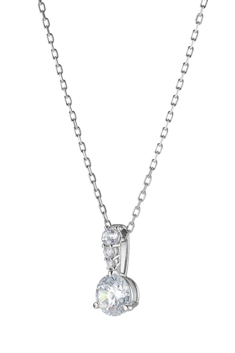 Stilla Swarovski Cubic Zirconia Pendant Necklace, Alternate, color, WHITE