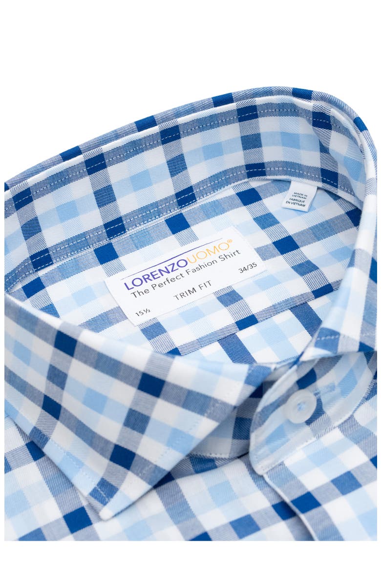 Trim Fit Textured Gingham Dress Shirt, Alternate, color, NAVY