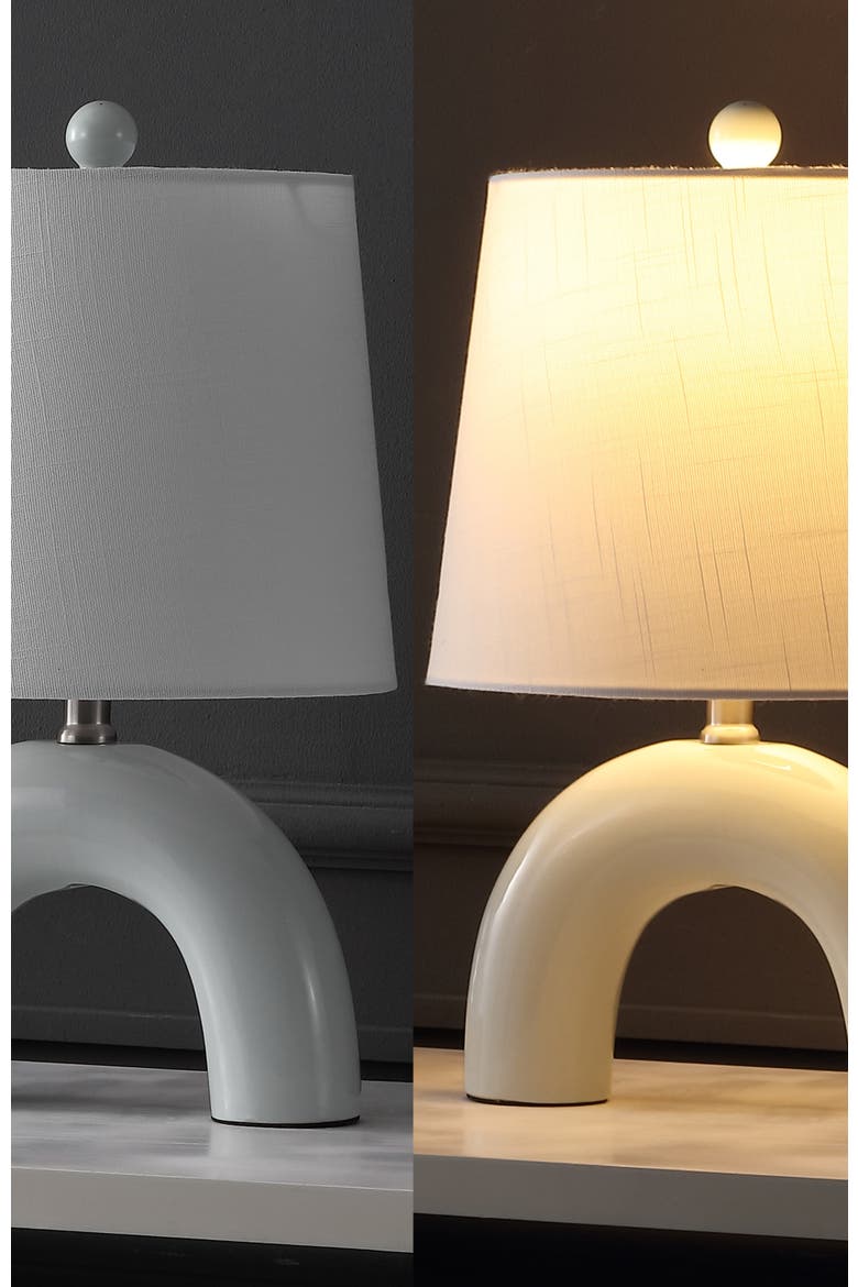 Zadie 17.75" Scandinavian Minimalist Ceramic Arch LED Table Lamp, Alternate, color, Blue Gray