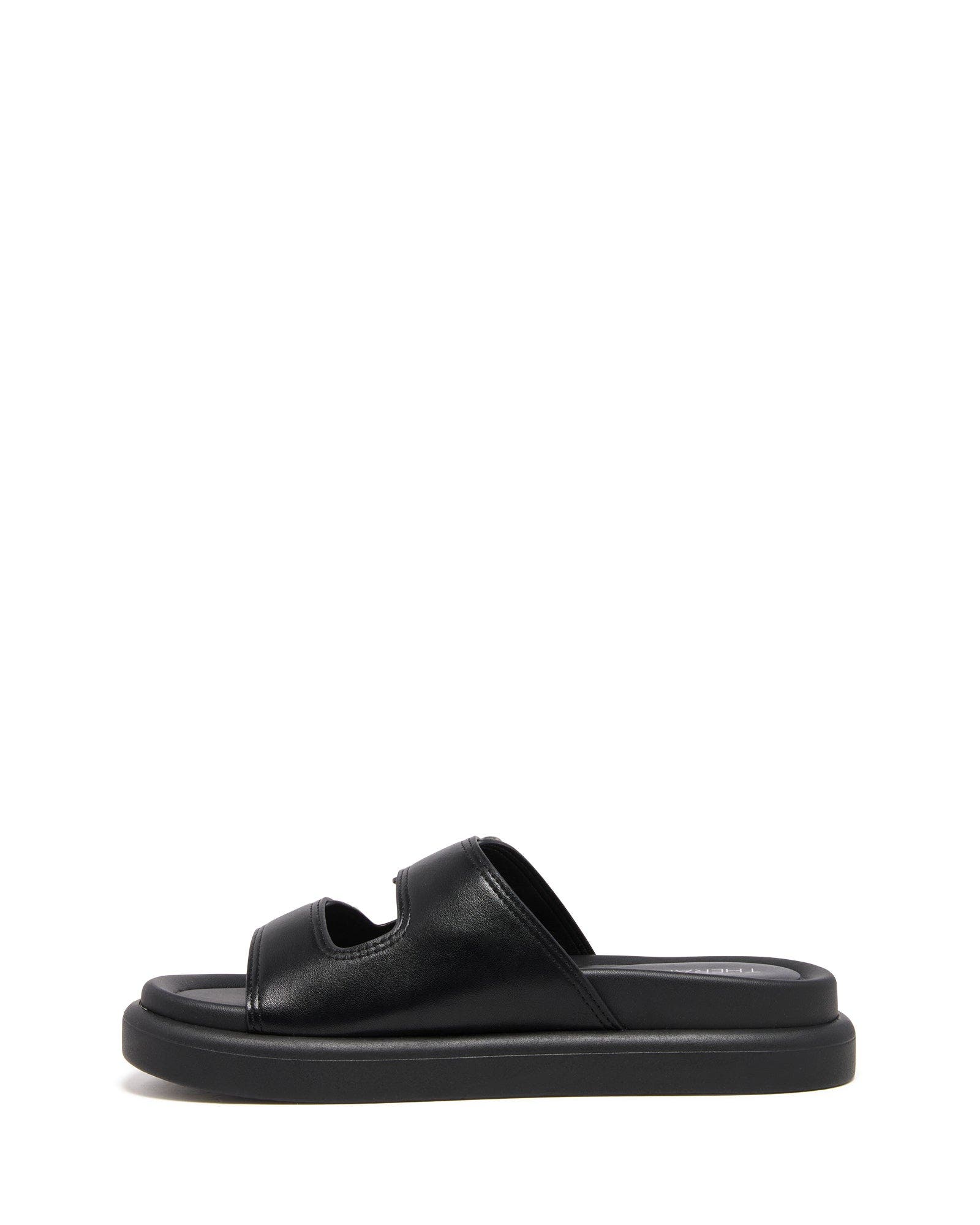 Paxton Open Round Toe Sandal, Alternate, color, BLACK SMOOTH PU