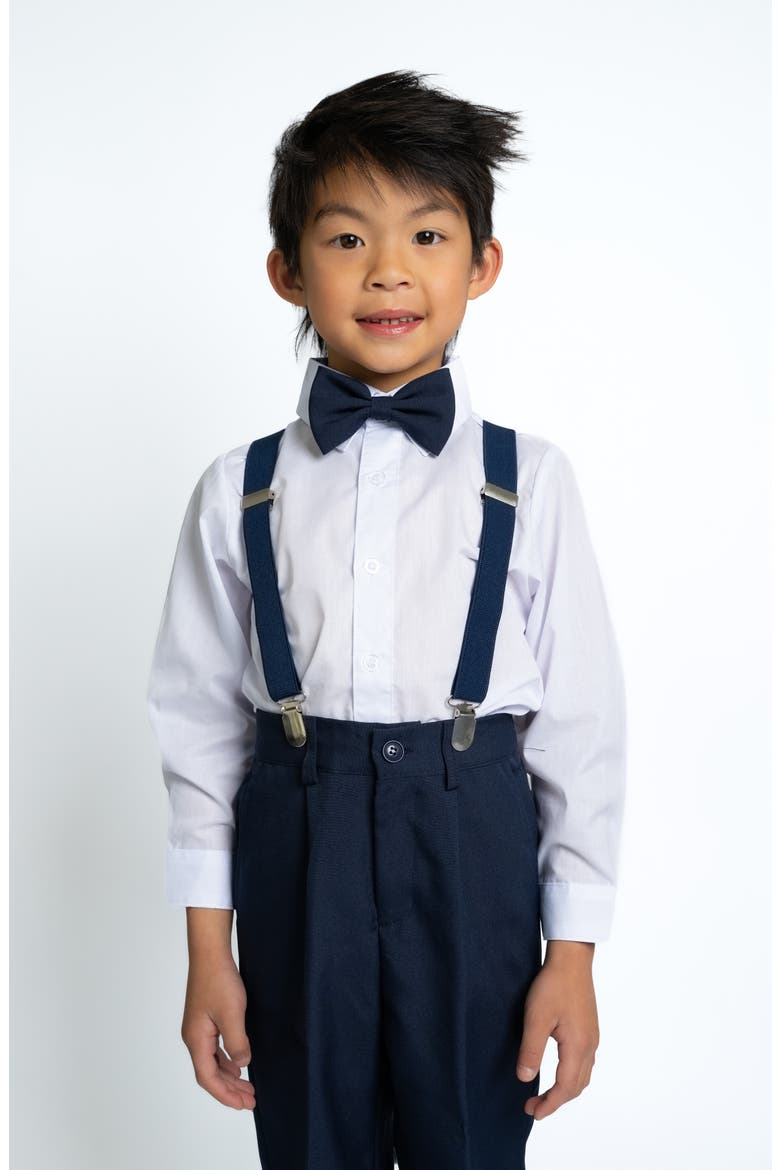 Kids' Barn Wedding 4-Piece Suspender Suit Set, Alternate, color, NAVY