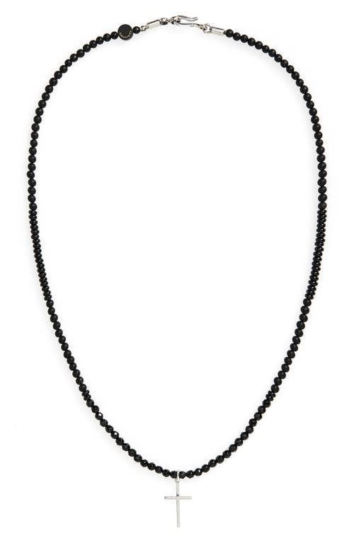 Caputo & Co. Beaded Cross Pendant Necklace in Black Onyx  product