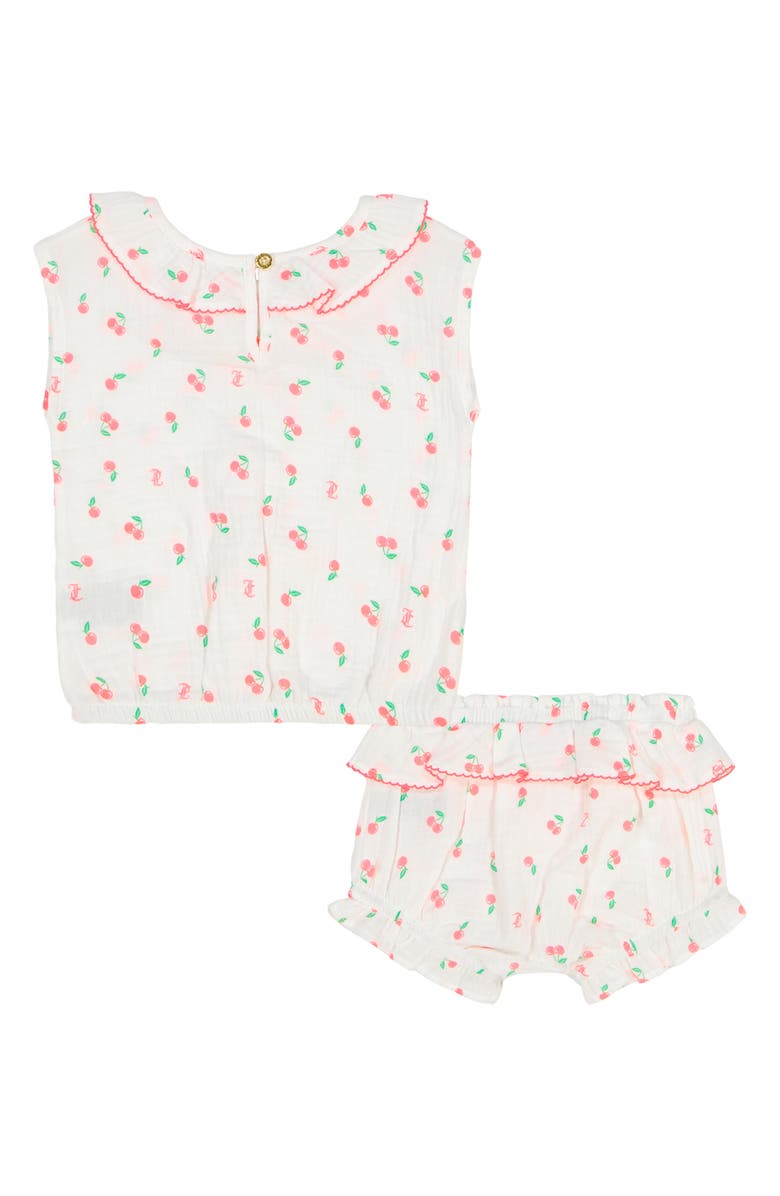 Juicy Couture 2-Piece Ruffle Trim Cherry Print Set, Alternate, color, White