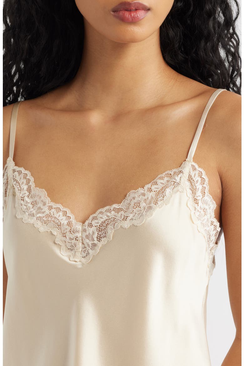 Teddy Lace Trim Silk Crop Camisole, Alternate, color, ALMOND LACE