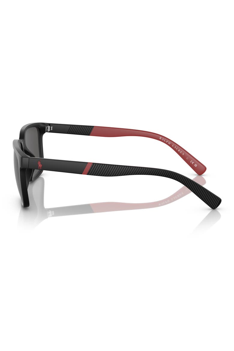 PH4189U 55mm Rectangular Sunglasses, Alternate, color, MATTE BLACK / DARK GREY