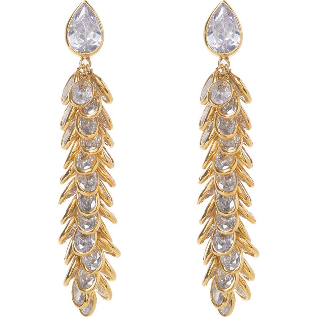 Freya Rose Crystal Long Drops in Gold  product
