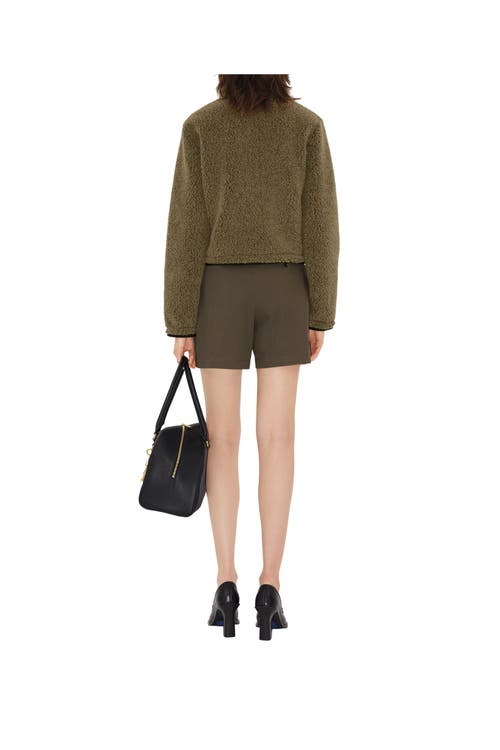 Burberry Cropped Fleece Jacket In Mire Melange