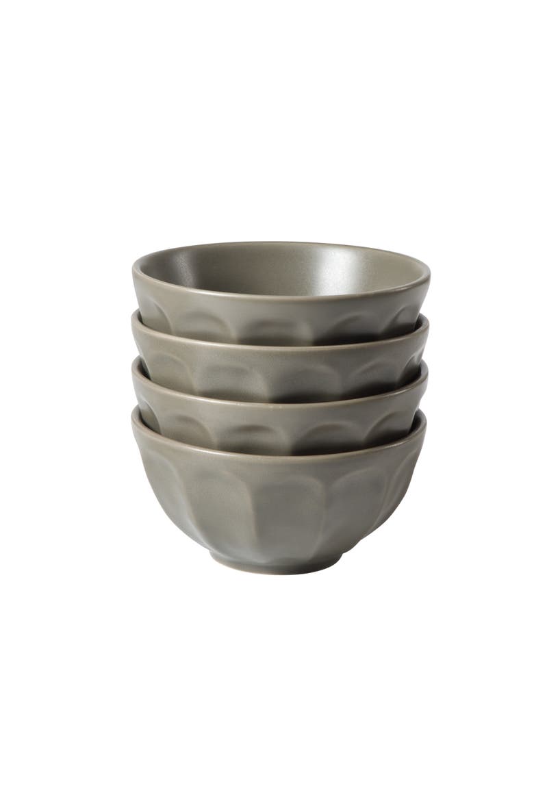 Yuelu Bloom 6.4 Inch Cereal Bowls Set of 4 - Scallop Embossed Soup Bowl Set, Alternate, color, Olive Stone