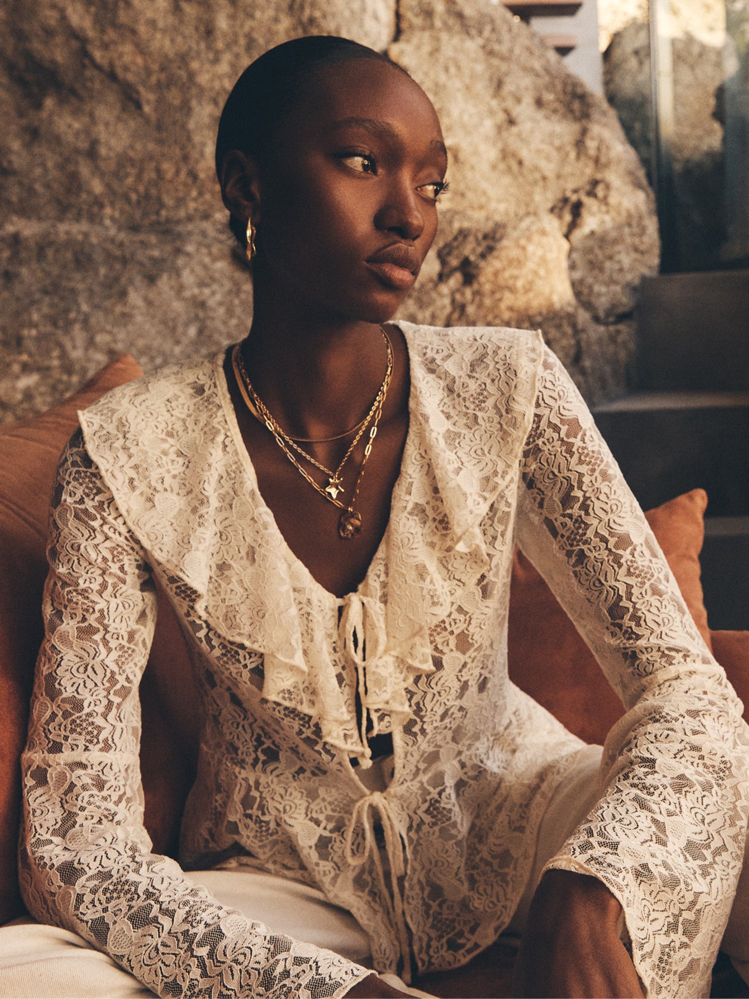 Apricot Lace Ruffle Cardigan (Women) | Nordstrom