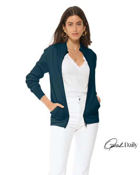 Pure Cashmere Double Slider Slider Zip Cardigan
