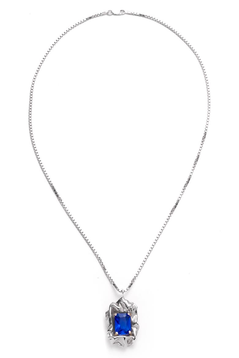 Edith Crystal Pendant Necklace, Main, color, SILVER - SAPPHIRE