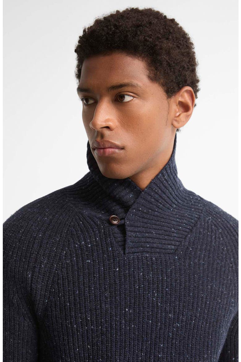 Essentials Fleck Shawl Collar Sweater, Alternate, color, NAVY