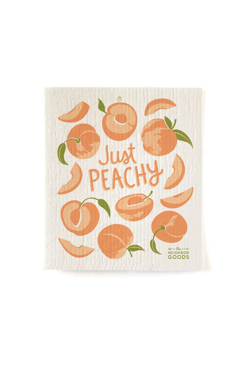 Peach Dish Towel + Sponge Cloth Gift Set, Alternate, color, Orange