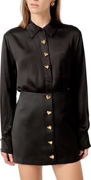English Factory Heart Button Up Satin Shirt