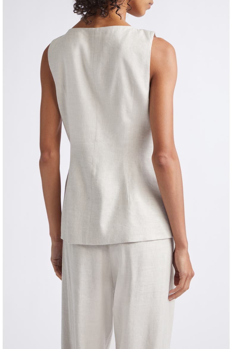 Amra Bateau Neck Linen Blend Vest, Alternate, color, DESERT