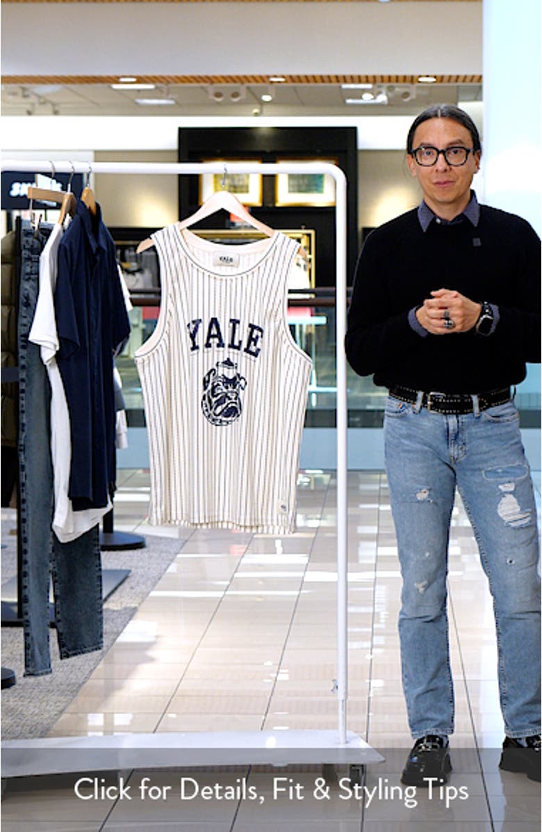 Yale Pinstripe Logo Graphic Mesh Tank, sales video thumbnail