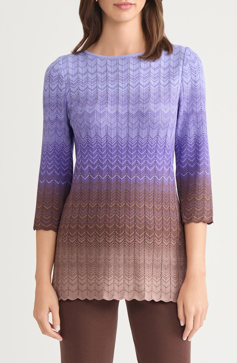 Misook Ombré Pointelle Sweater, Main, color, Purple Multi