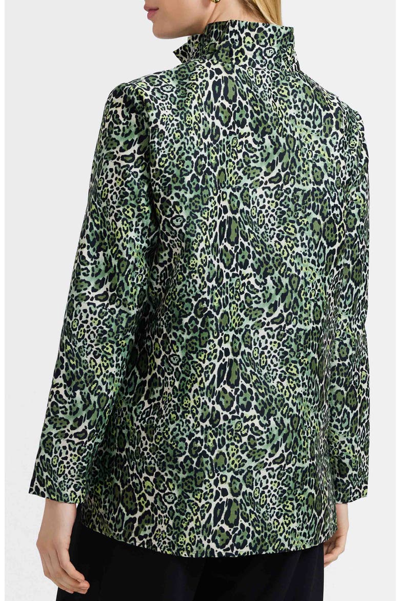 Carolina Leopard Print Cotton Sateen Button-Up Shirt, Alternate, color, BASIL GREEN/ MULTI