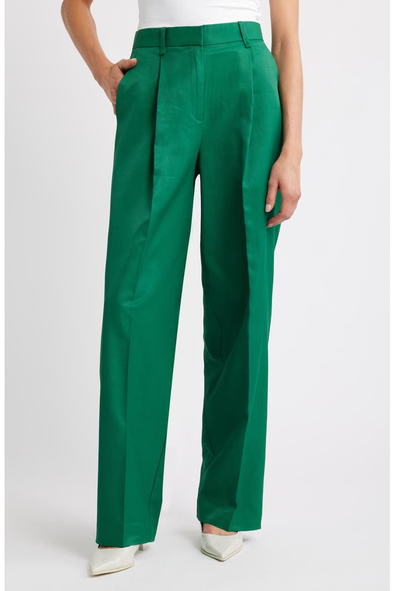 Otero Pleated Pants, Main, color, GREEN