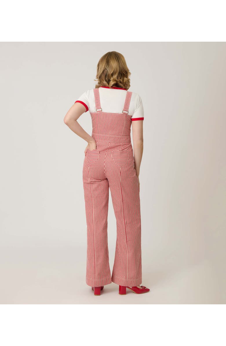 Smak Parlour Wide Leg Dungarees, Alternate, color, Red & White Stripe