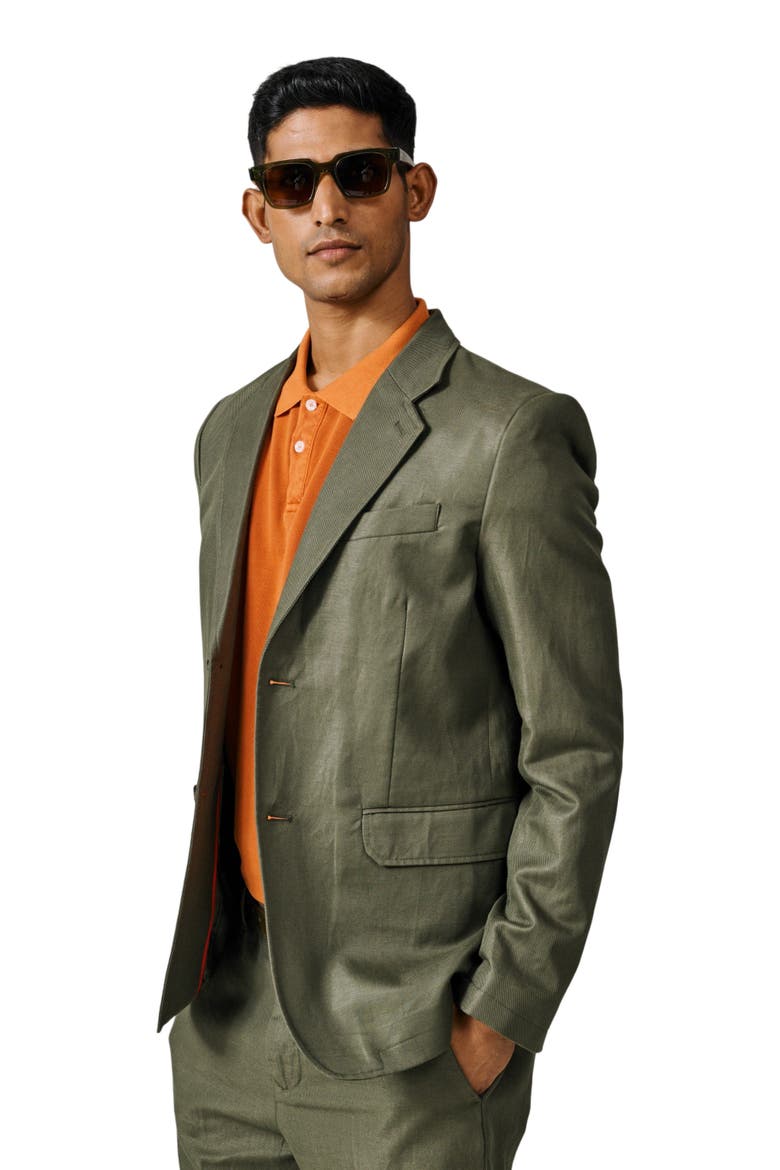 Axholme Tailored Linen Blend Blazer, Main, color, Khaki
