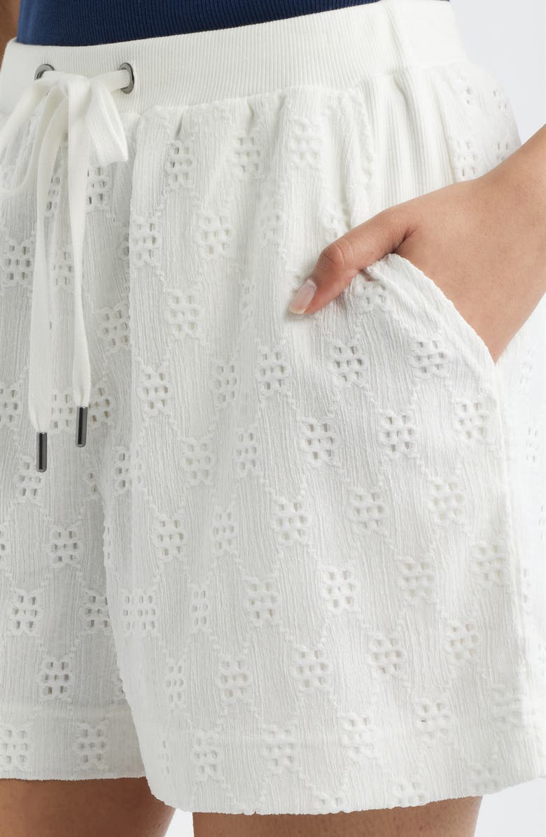 CITY BLUES Eyelet Drawstring Shorts, Alternate, color, White