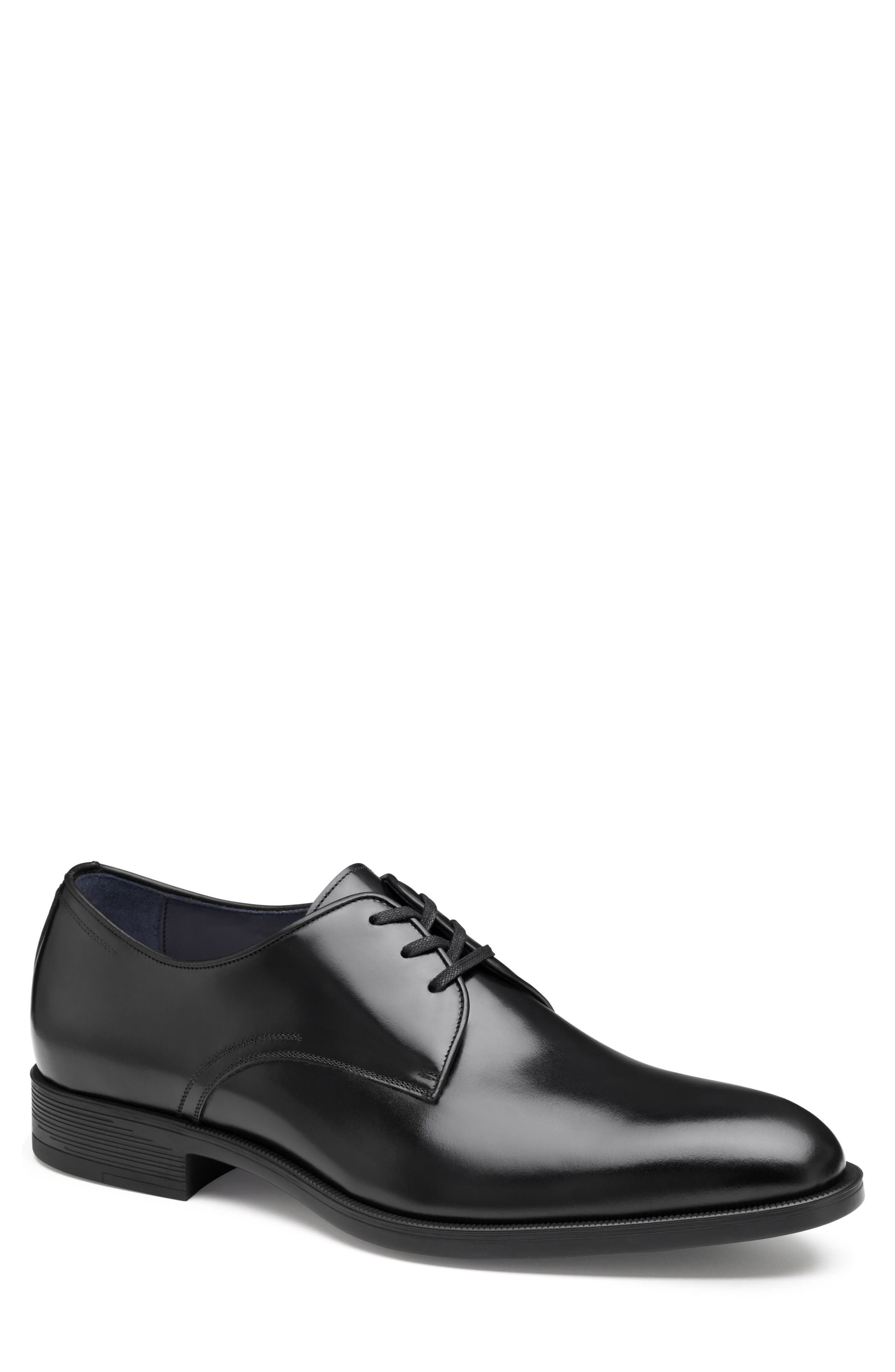Johnston & Murphy Flynch Plain Toe Derby, Main, color, Black Italian Calfskin