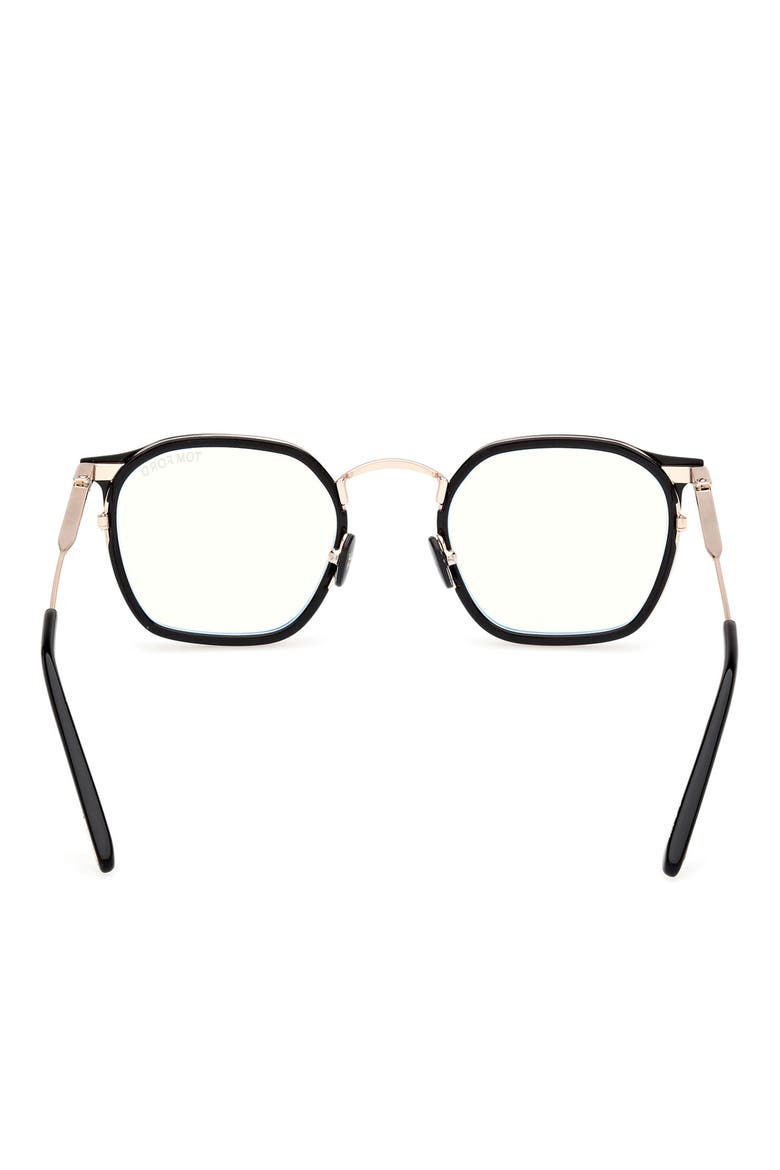 50mm Round Blue Light Blocking Glasses, Alternate, color, BLACK / ROSE GOLD / HAVANA
