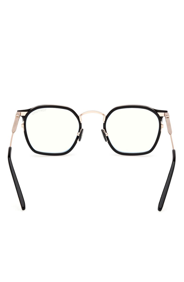 TOM FORD 50mm Round Blue Light Blocking Glasses, Alternate, color, 