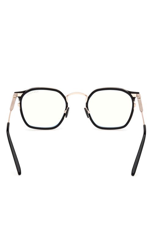 Tom Ford 50mm Round Blue Light Blocking Glasses In Black