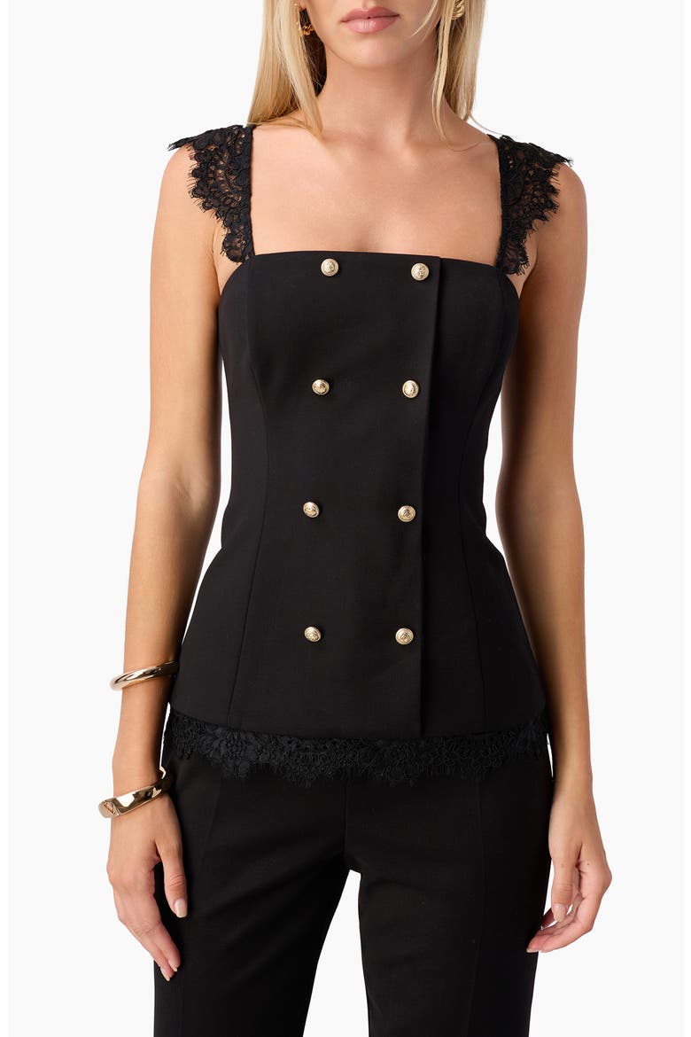 Deanna Faux Double Breasted Top, Main, color, BLACK