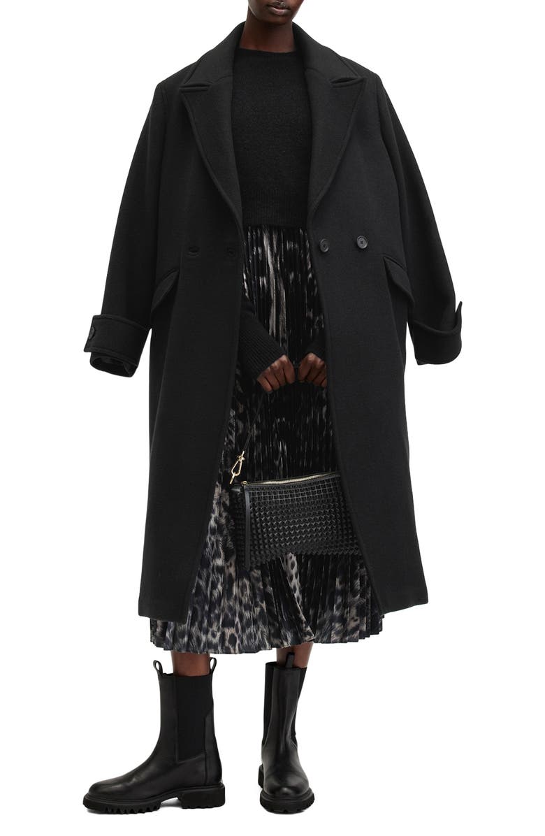 AllSaints Jinx Pleated Midi Dress & Sweater Set, Alternate, color,