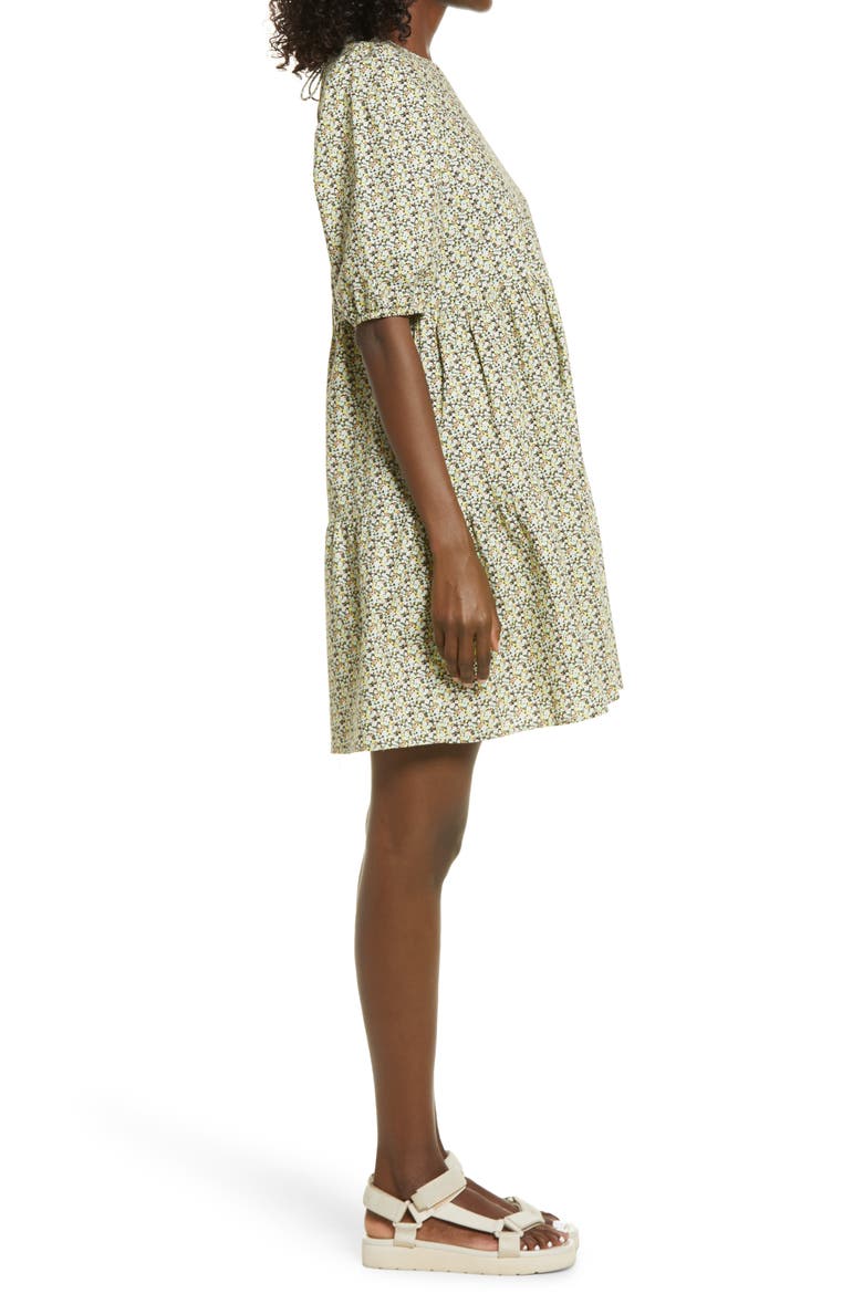 Lykke Puff Sleeve Floral Print Dress, Alternate, color, BIRCH AOP LYKKE