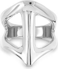 UNODE50 Sterling Silver Plated Ring in the Shape of a Manta Ray