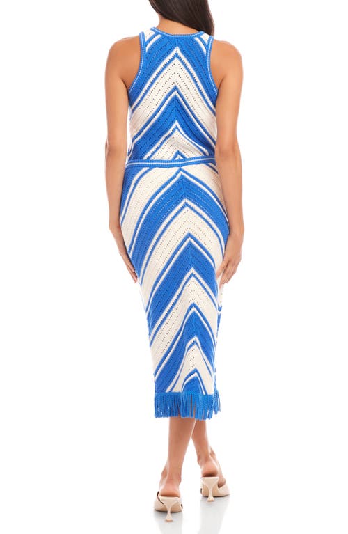 Fifteen Twenty Amber Fringe Crochet Midi Skirt In Blue