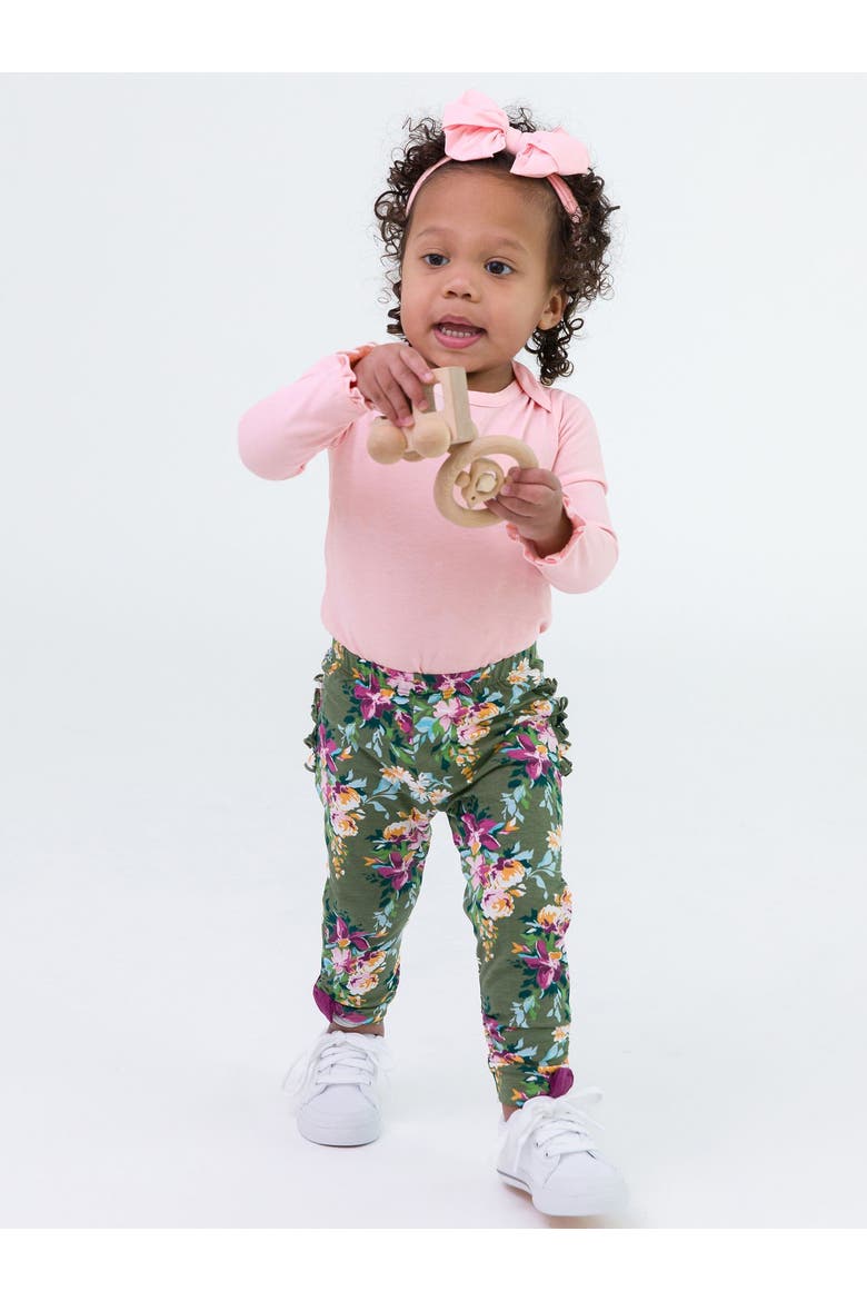 Baby Girls Ruched Bow Leggings, Alternate, color, Enchanted Garden