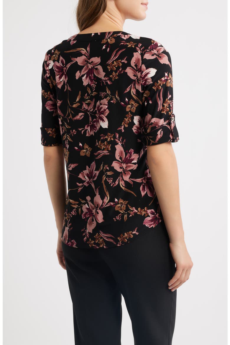 Print Roll Tab Shirt, Alternate, color, ANNE BLK S PRIMROSE MLT