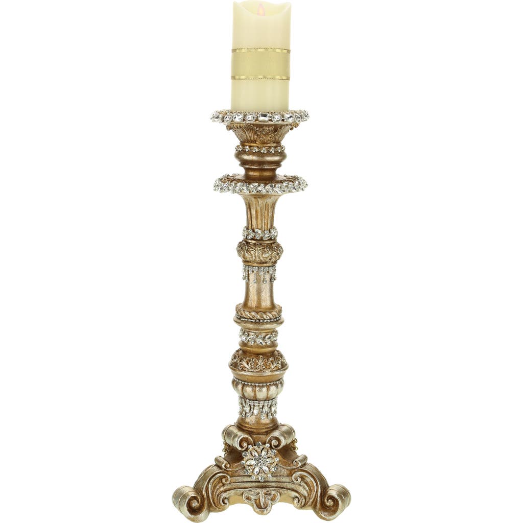 Mark Roberts Jeweled Pillar Candleholrder, Large In Brown