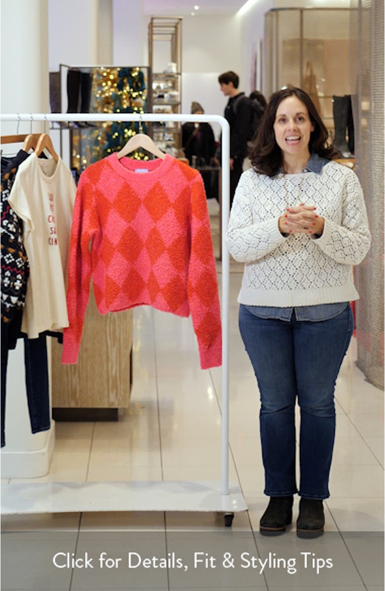 Crop Argyle Chenille Sweater, sales video thumbnail