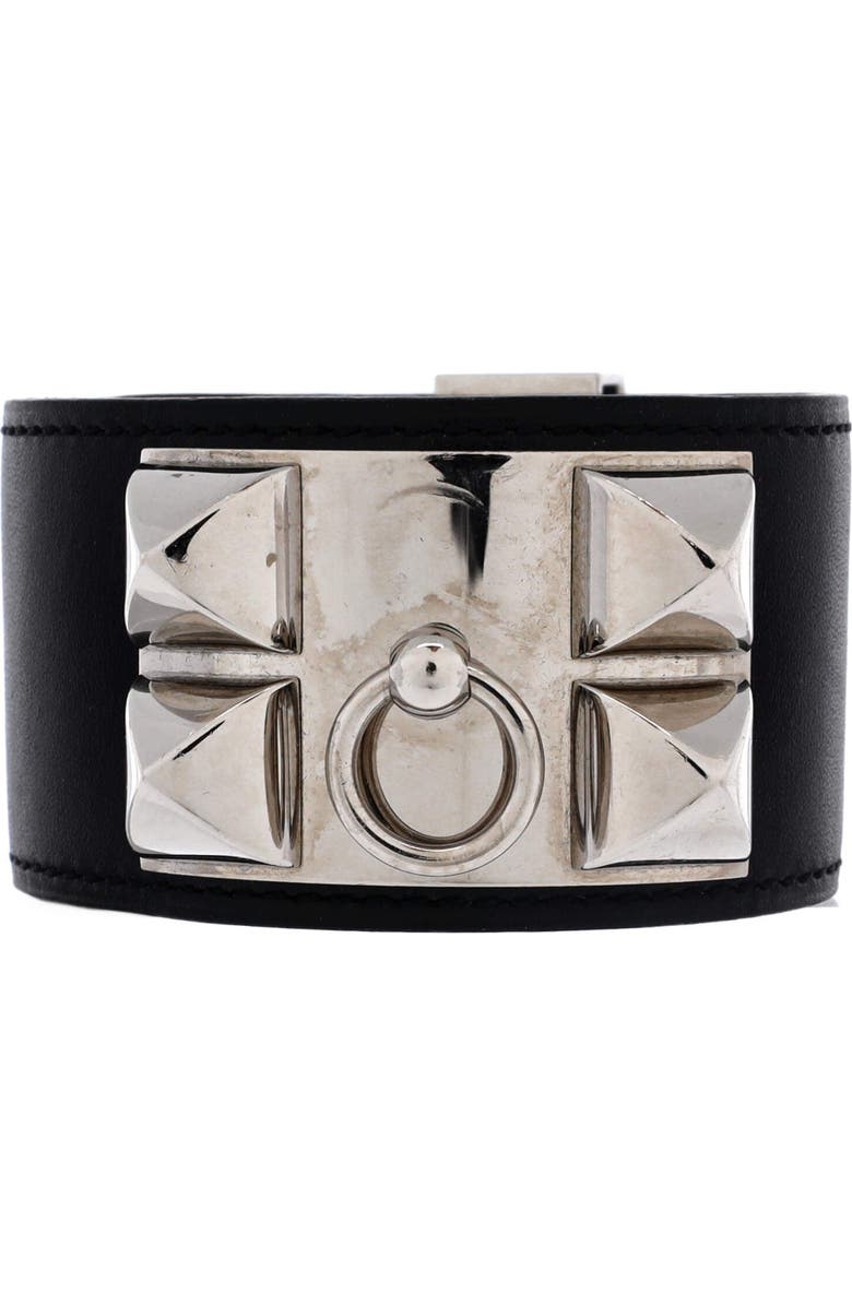 Pre-Owned Hermes Collier de Chien Bracelet Leather, Alternate, color, Black