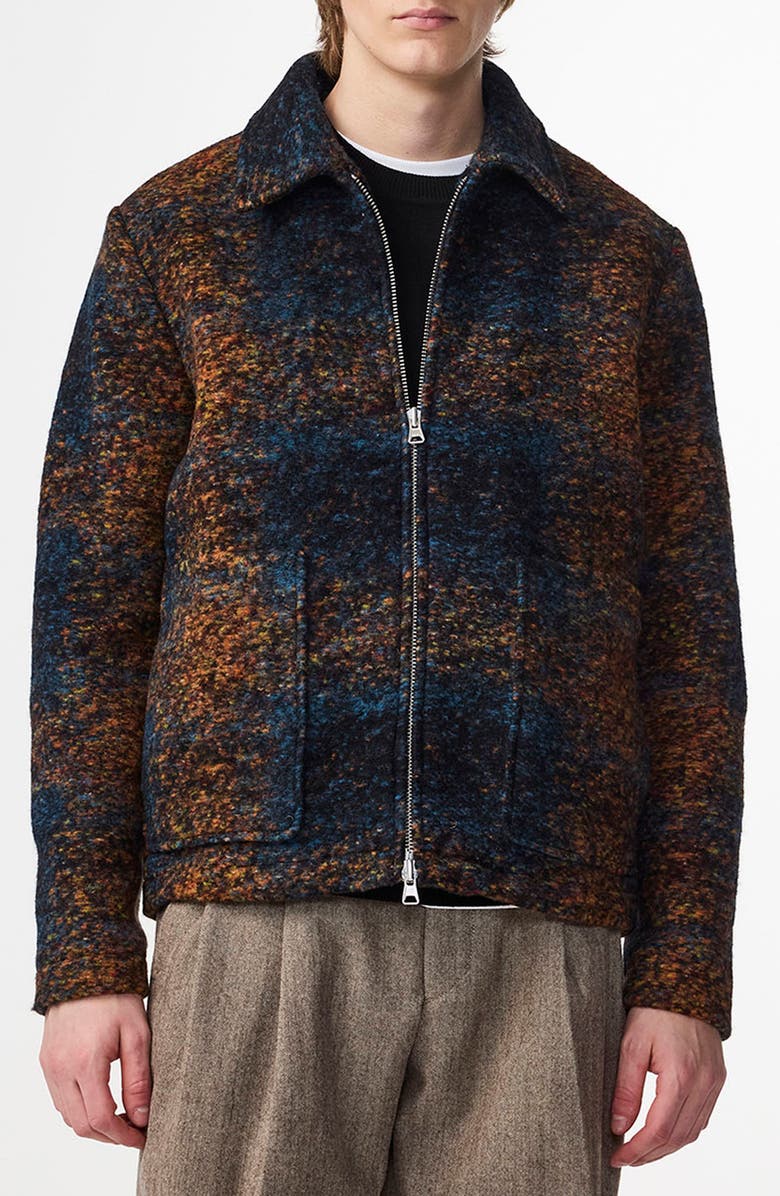 NN07 Gael 8267 Wool Blend Jacquard Shirt Jacket, Main, color, Blue Multi