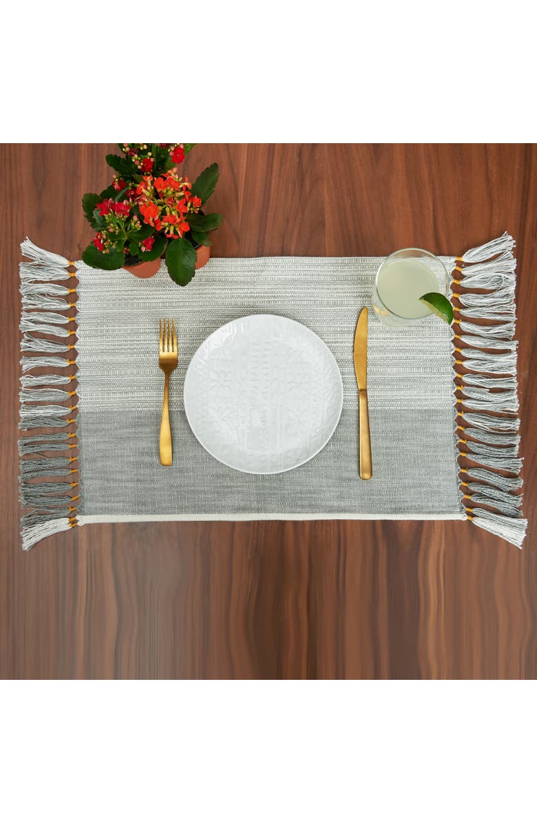 carol & frank Kerbey Boulder Tasseled Placemats Set of 4 For Dining, 13" x 19", Alternate, color, Blue