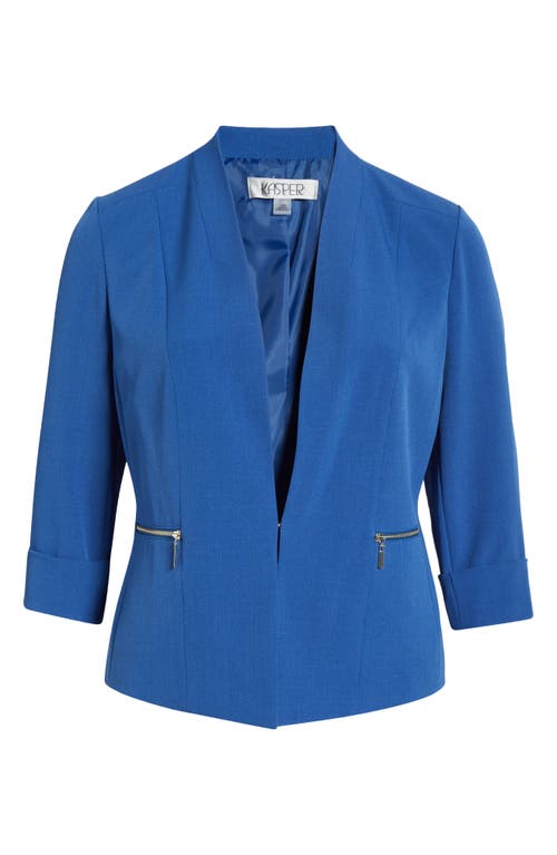 Kasper Plus Size Cuffed Kiss-front Blazer In Blue