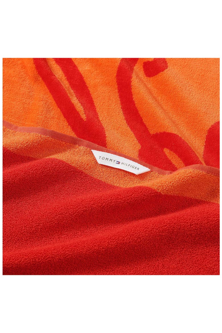 Colorblock Monogram Beach Towel, Alternate, color, ORANGE/ CHERRY