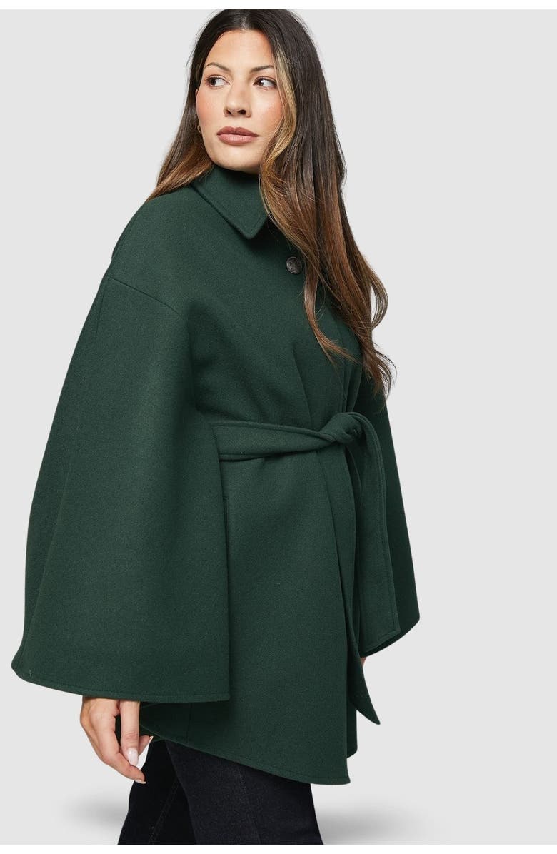 Wallis Wool Mix Belted Cape, Alternate, color, Teal