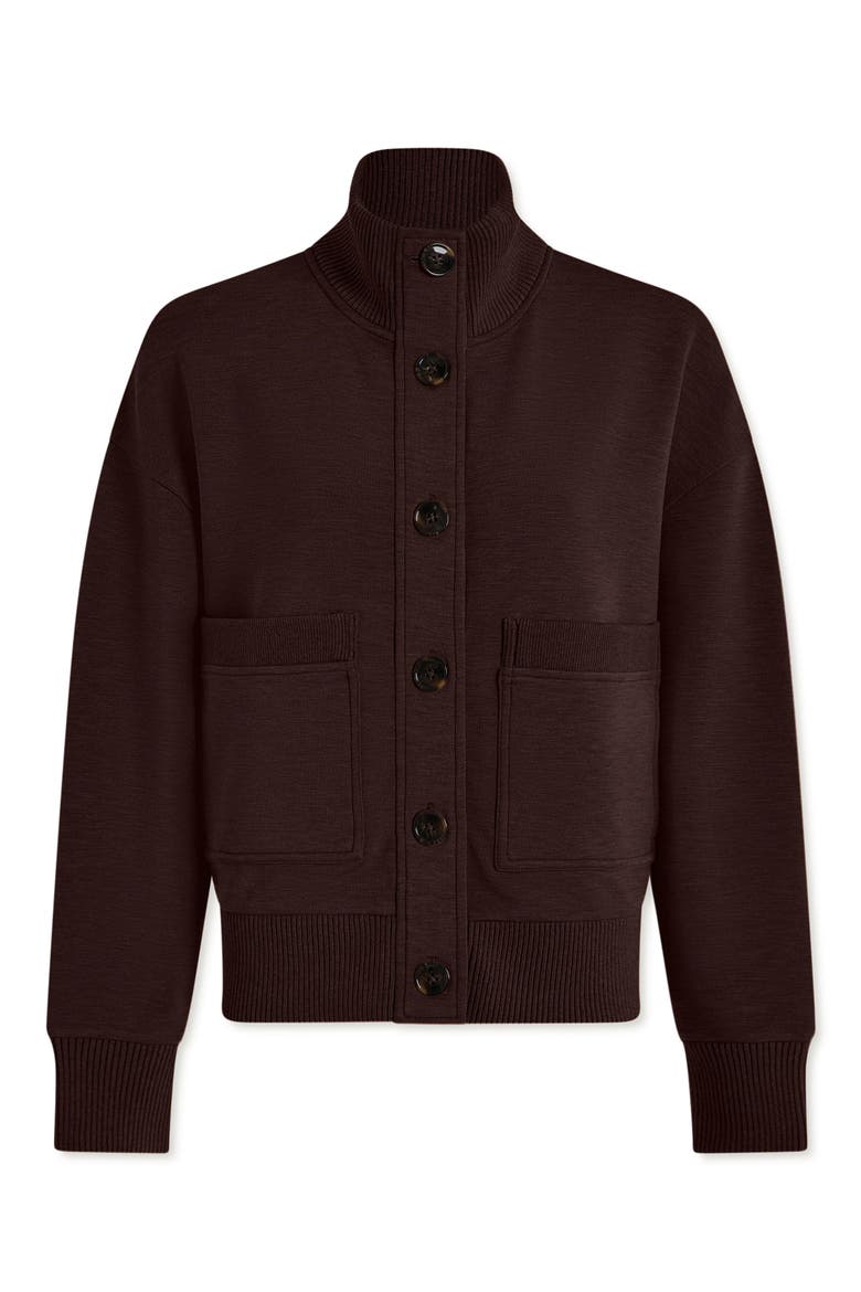 Sabrina DoubleSoft® Button-Up Sweatshirt, Alternate, color, COFFEE BEAN MARL